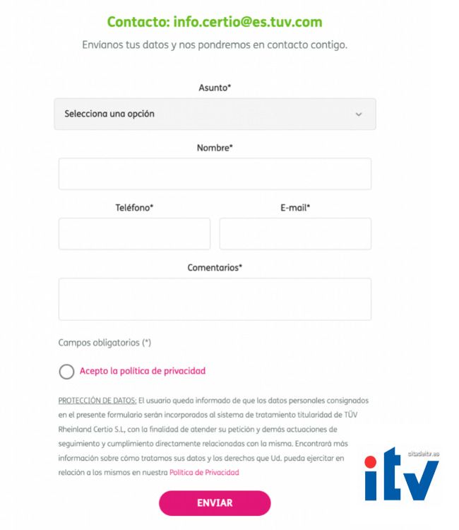 Contactar con ITV Certio