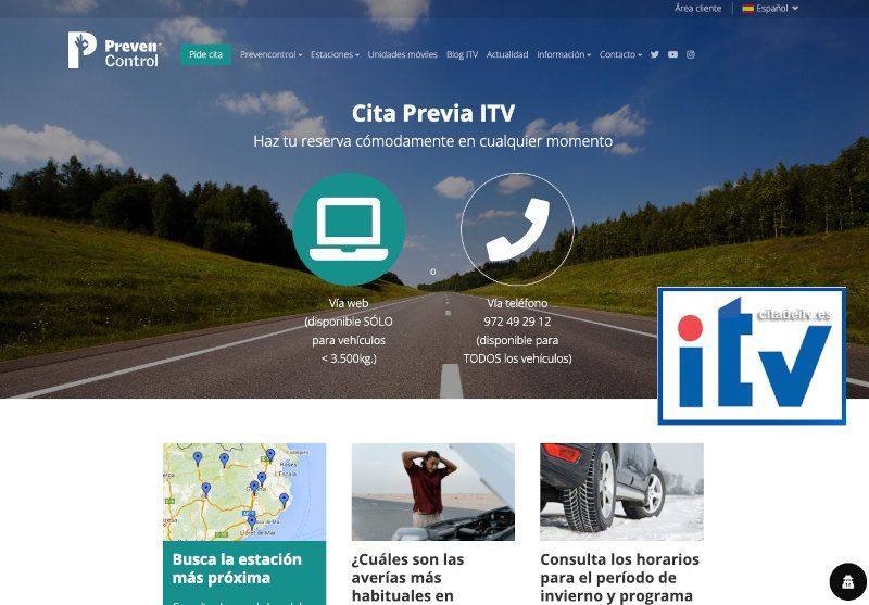 Cita Previa ITV Preven Control : Paso 1, web oficial